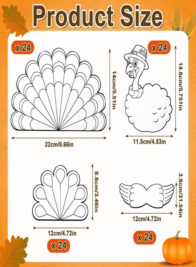 Cholemy 24 Sets Thanksgiving Crafts Color Your Own Turkeys Fall Craft Blank Puzzle Coloring Fall Themed Craft DIY Turkey Decor Thanksgiving Harvest Party Activity Art Project - Image 2